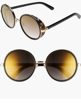 Jimmy Choo Round Sunglasses with Leopard Print Calf Hair Detail